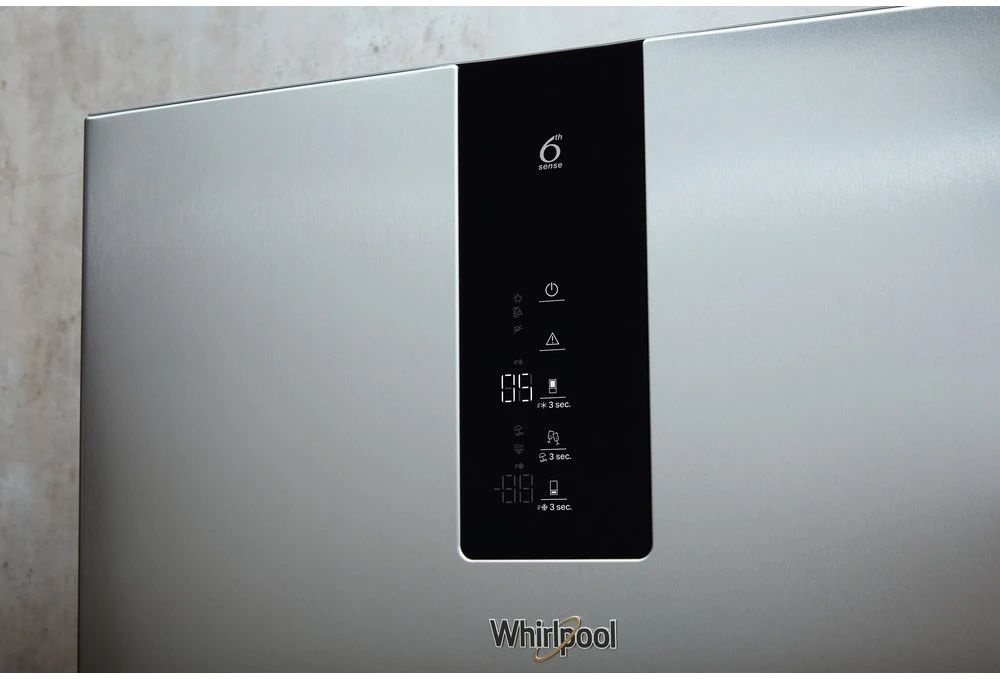 Whirlpool W9 821A OX H inox, alulfagyasztós, Hűtő:225L, Fagyasztó:98L, Dual no frost hűtőszekrény