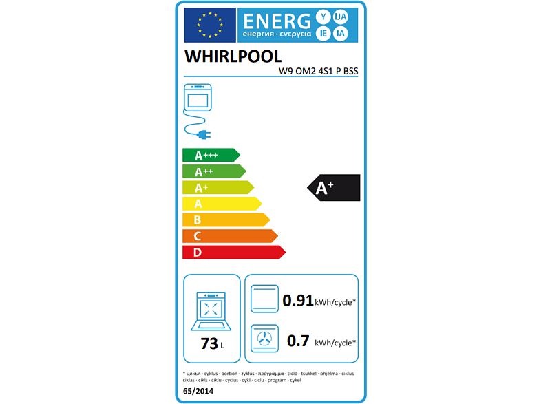 Whirlpool W9 OM2 4S1 P BSS fekete, beépíthető, sütőtér: 73L, grill, légkeverés, pirolitikus, sütő