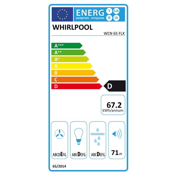 Whirlpool WCN 65 FLX inox, beépíthető, döntött, méret:60 cm, zajszint:71 dB, páraelszívó (Újracsomagolt)