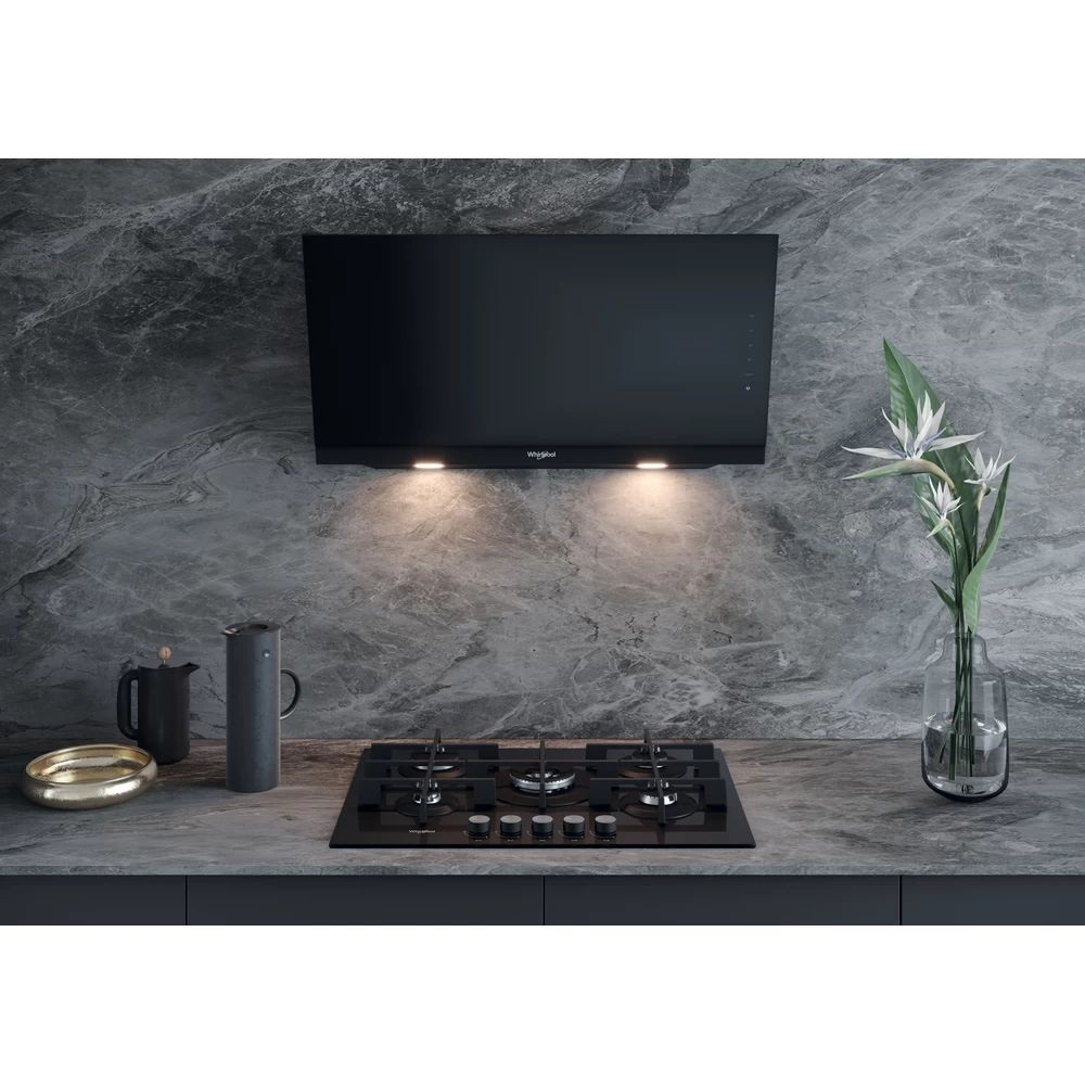 Whirlpool WHVS 93F LT BSS fekete, beépíthető, döntött, méret:89,5 cm, zajszint:67 dB, páraelszívó