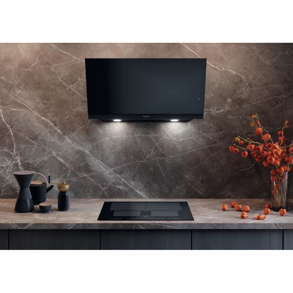 Whirlpool WHVS 93F LT BSS fekete, beépíthető, döntött, méret:89,5 cm, zajszint:67 dB, páraelszívó