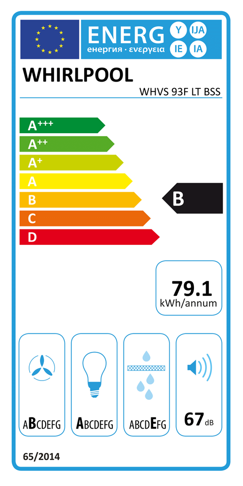 Whirlpool WHVS 93F LT BSS fekete, beépíthető, döntött, méret:89,5 cm, zajszint:67 dB, páraelszívó