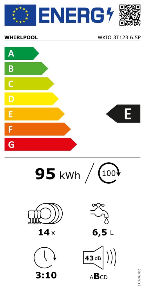 Whirlpool WKIO 3T123 6.5 P programok száma: 10, beépíthető, 14 terítékes mosogatógép 