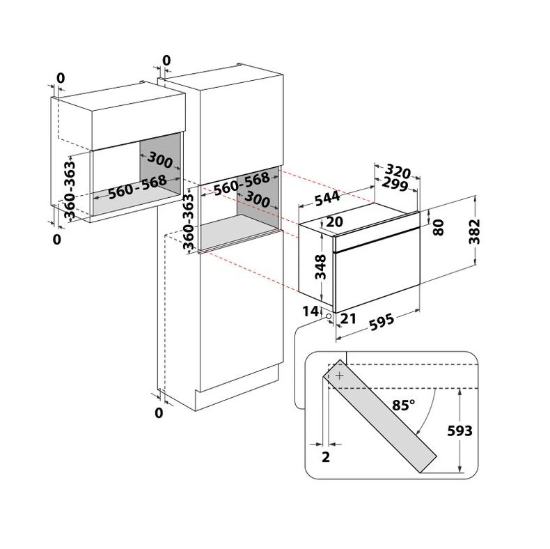 Whirlpool WMN14BB 750W 22L fekete beépíthető mikrohullámú sütő