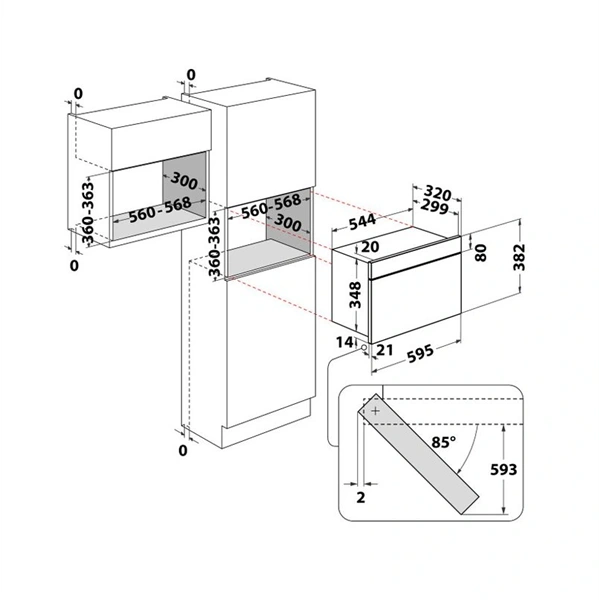 Whirlpool WMN14BW 750W 22L fehér beépíthető mikrohullámú sütő