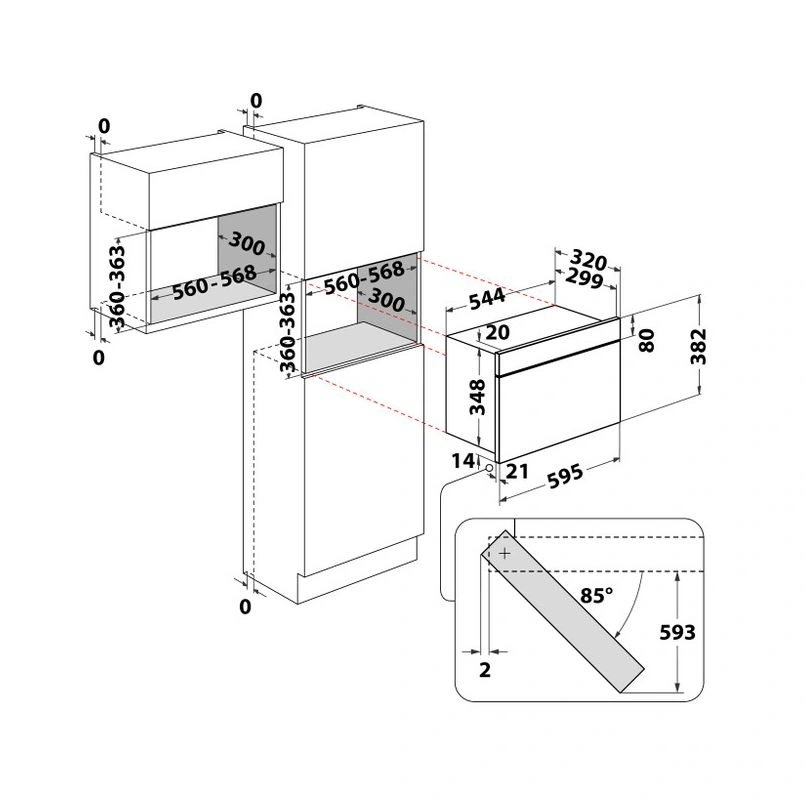 Whirlpool WMN14BW 750W 22L fehér beépíthető mikrohullámú sütő