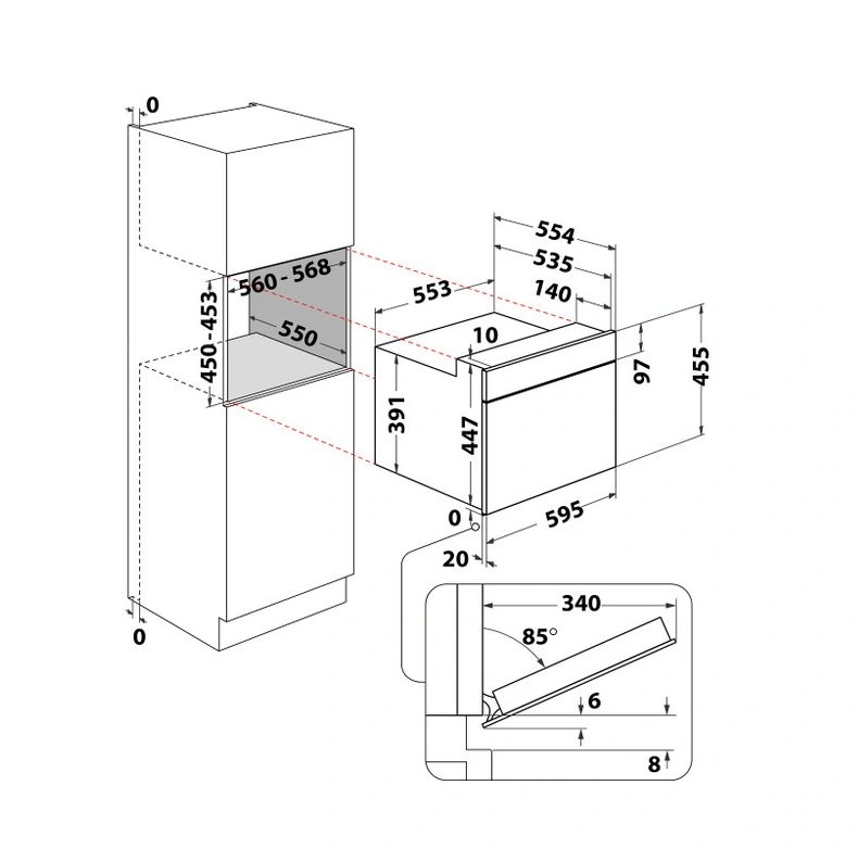 Whirlpool WMW44HMX 900W 40L inox beépíthető mikrohullámú sütő