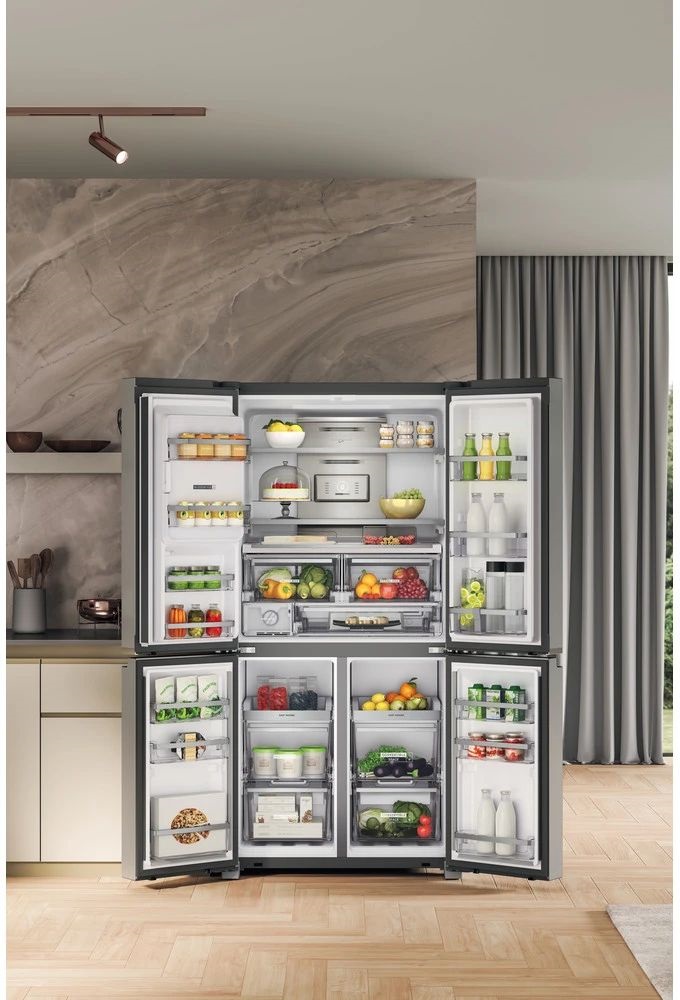 Whirlpool WQ9I MO2L EF inox, Side-by-Side, Hűtő:355L, Fagyasztó:237L, hűtőszekrény