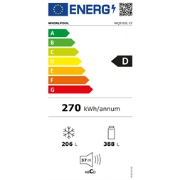 Whirlpool WQ9 B3L EF inox, side-by- side, Hűtő:388L, Fagyasztó:206L, hűtőszekrény