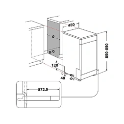 Whirlpool WSFO 3B23 P fehér, programok száma: 7, szabadonálló, 10 terítékes mosogatógép (Használt - B)