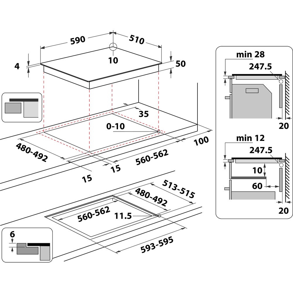 Whirlpool WS Q7360 NE fekete, beépíthető, indukciós, főzőzóna: 4, beépíthető méret: 56cm, főzőlap