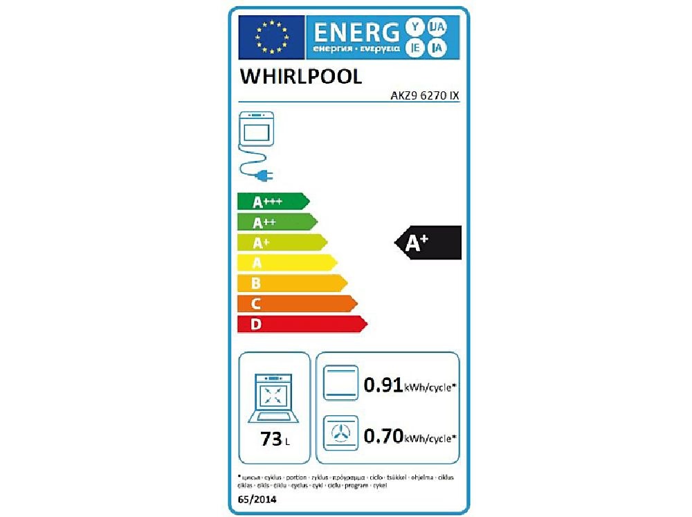 Whirlpool AKZ9 6270 IX inox, beépíthető, sütőtér: 73L, grill, légkeverés, sütő