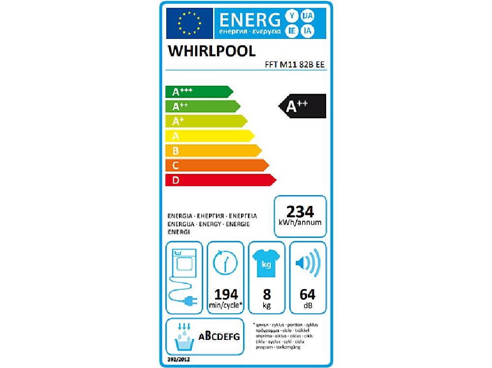 Whirlpool FFT M11 82B EE R fehér, 8 kg, hőszivattyús, szárítógép