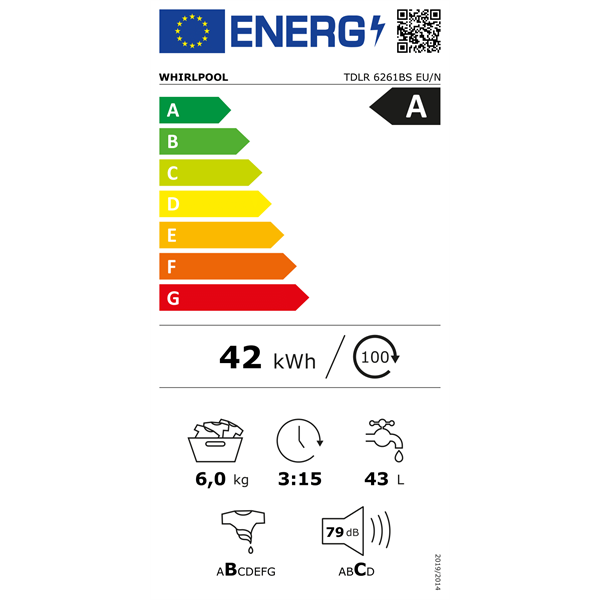 Whirpool TDLR 6261BS EU/N 6 kg felültöltős mosógép