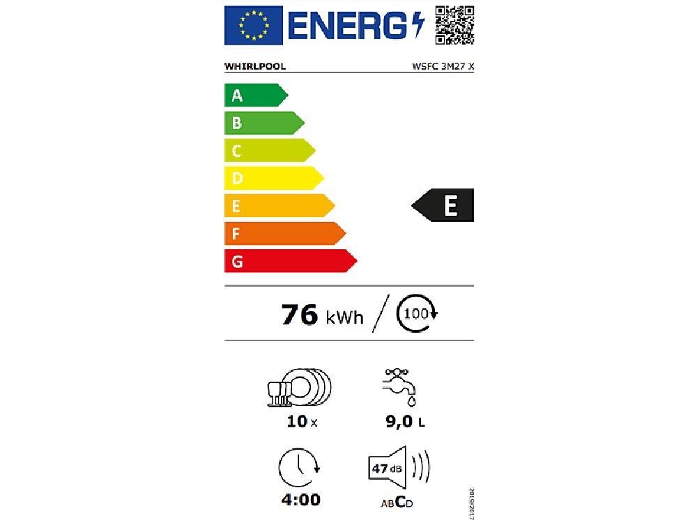 Whirlpool WSBC 3M27 X programok száma: 6, szabadonálló, 10 terítékes mosogatógép 
