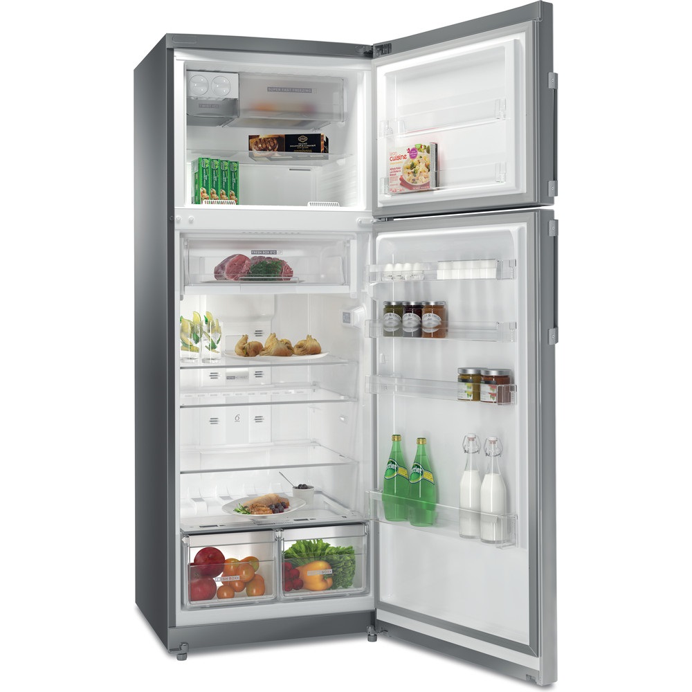Whirlpool WT70E 831 X inox, felülfagyasztós, Hűtő:317L, Fagyasztó:106L, No frost hűtőszekrény