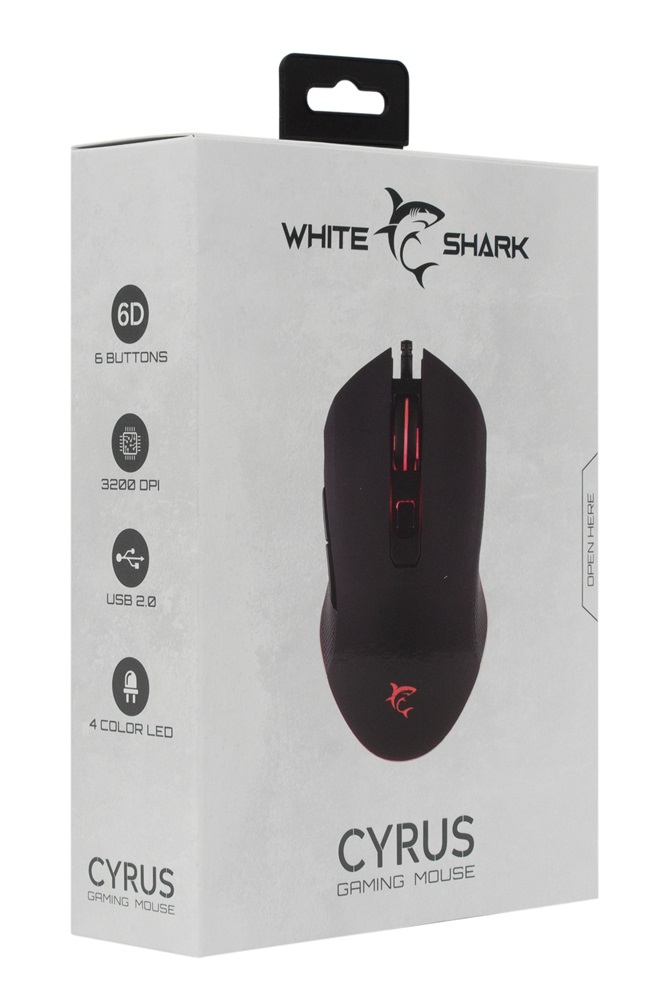 White Shark CYRUS GM-3001 3200dpi fekete gamer egér