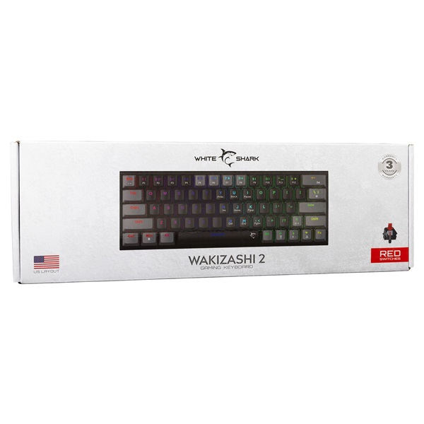 White Shark GK-002113V2-B-G/R-HU Wakizashi 2 HUN fekete-szürke (red switch) gamer billentyűzet