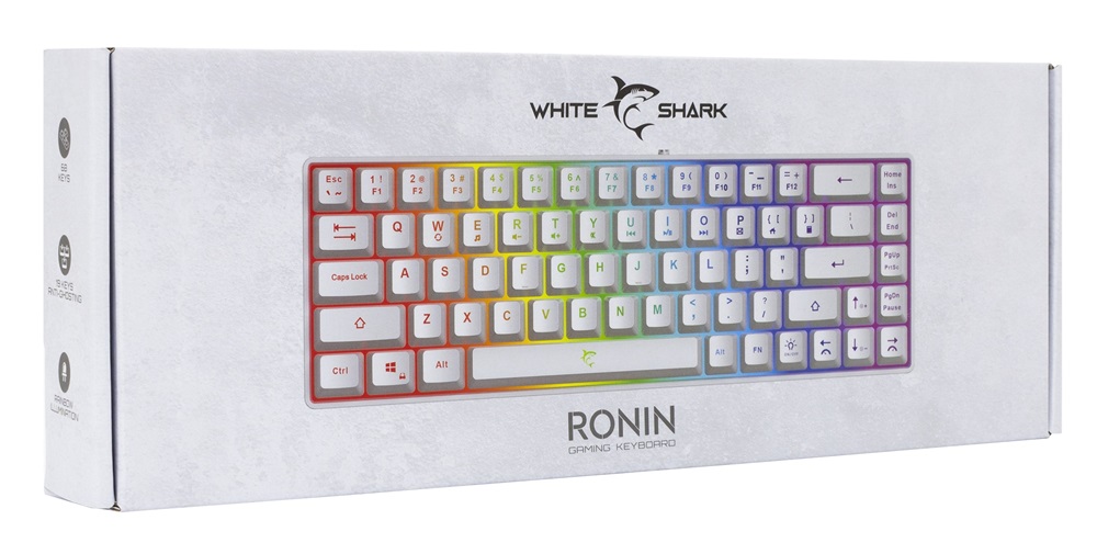 White Shark GK-2201W-HU RONIN-W fehér gamer billentyűzet
