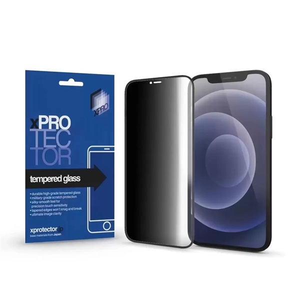 XPRO 128858 iPhone 15 Pro Max Tempered Glass 0.33 Full 3D FG PRIVACY üveg kijelzővédő fólia