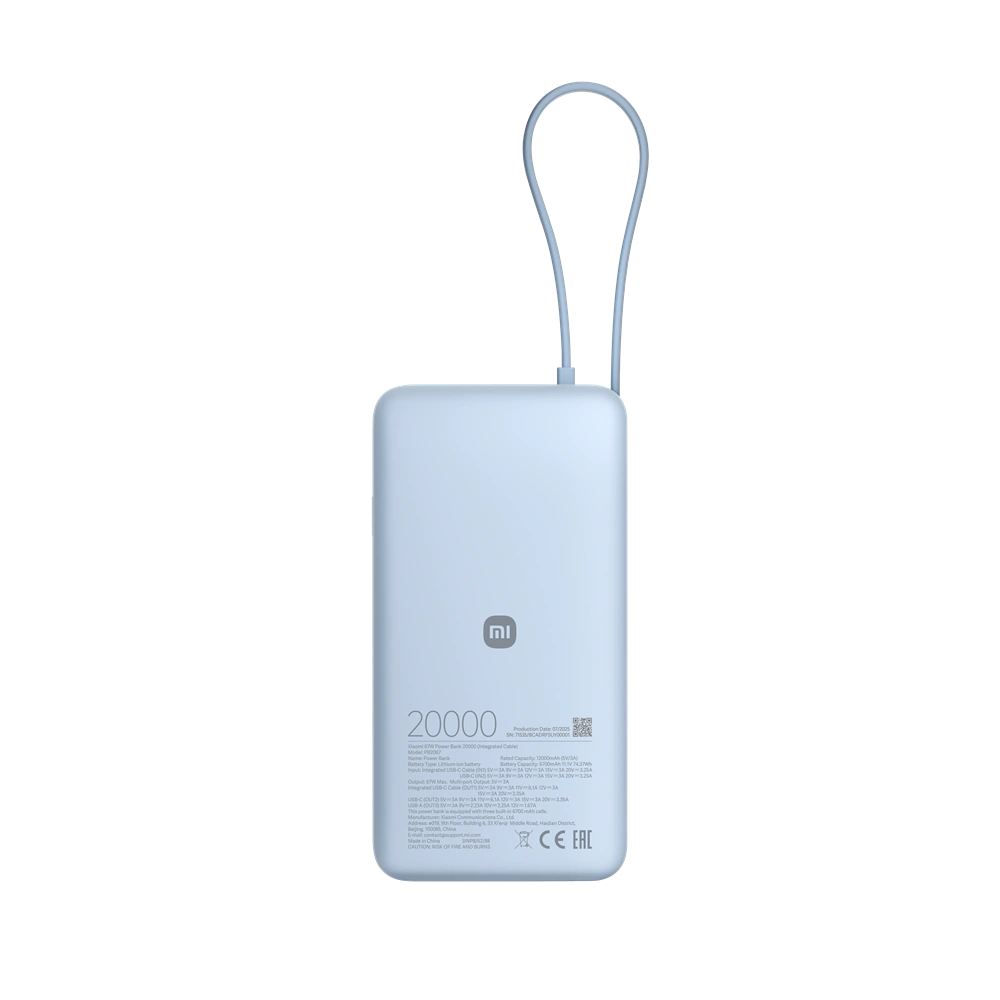 Xiaomi 67W 20000 (Integrated Cable) kék power bank