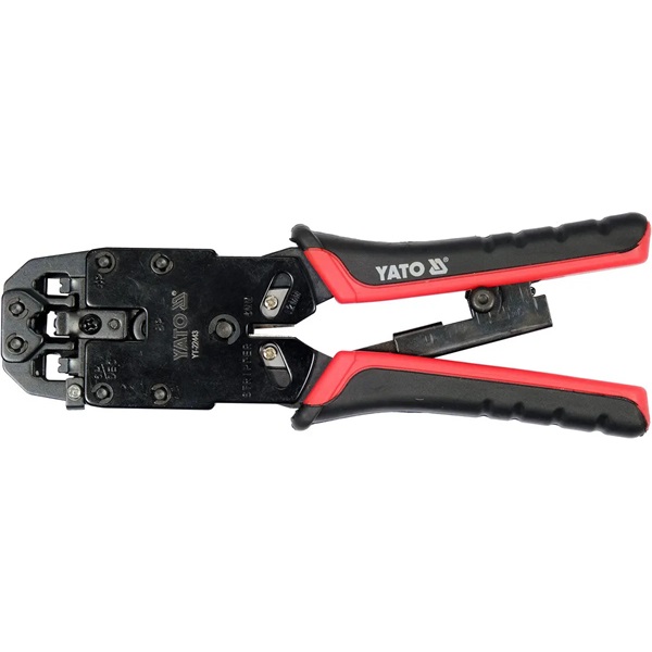 YATO UTP hálózati/RJ45 és telefon/RJ10, RJ11, RJ12 205mm krimpelő fogó