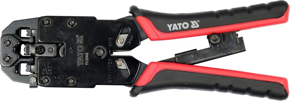 YATO UTP hálózati/RJ45 és telefon/RJ10, RJ11, RJ12 205mm krimpelő fogó