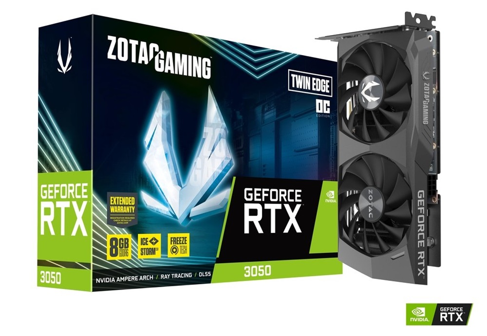 Zotac GAMING GeForce RTX 3050 Twin Edge OC nVidia 8GB GDDR6 128bit  PCIe videokártya