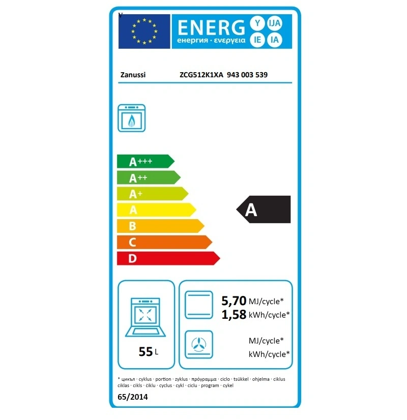 Zanussi ZCG512K1XA inox, szabadonálló, gáz, főzőzóna: 4, sütő:55L, grill, tűzhely