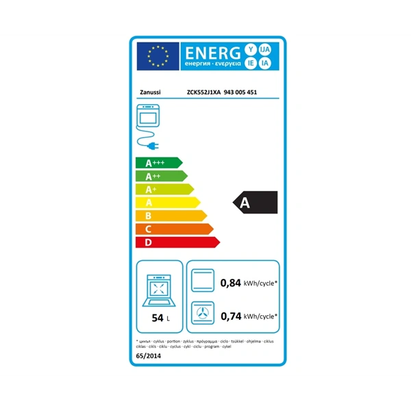 Zanussi ZCK552J1XA inox, szabadonálló, gáz, kombinált, főzőzóna: 4, sütő:54L, grill, tűzhely