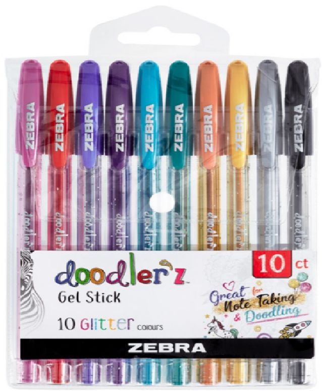 Zebra Doodlerz Glitter 10db-os zseléstoll készlet