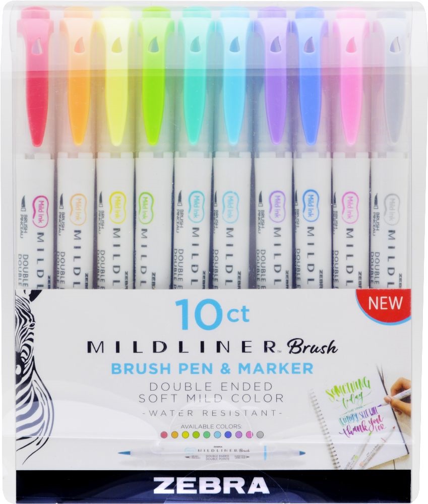 Zebra Mildliner Brush 10db-os kettős végű ecset marker