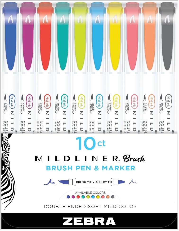 Zebra Mildliner Brush Cool&Refined 10db-os kettős végű ecset marker