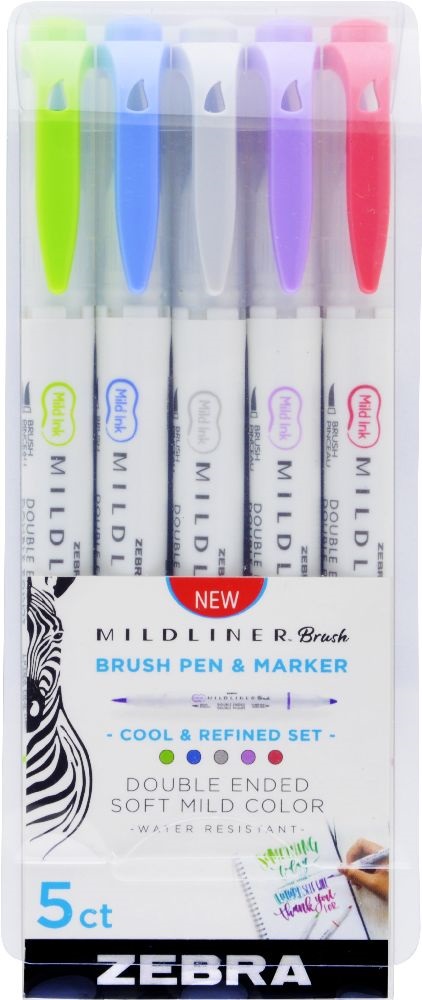 Zebra Mildliner Brush Cool&Refined  5db-os kettős végű ecset marker