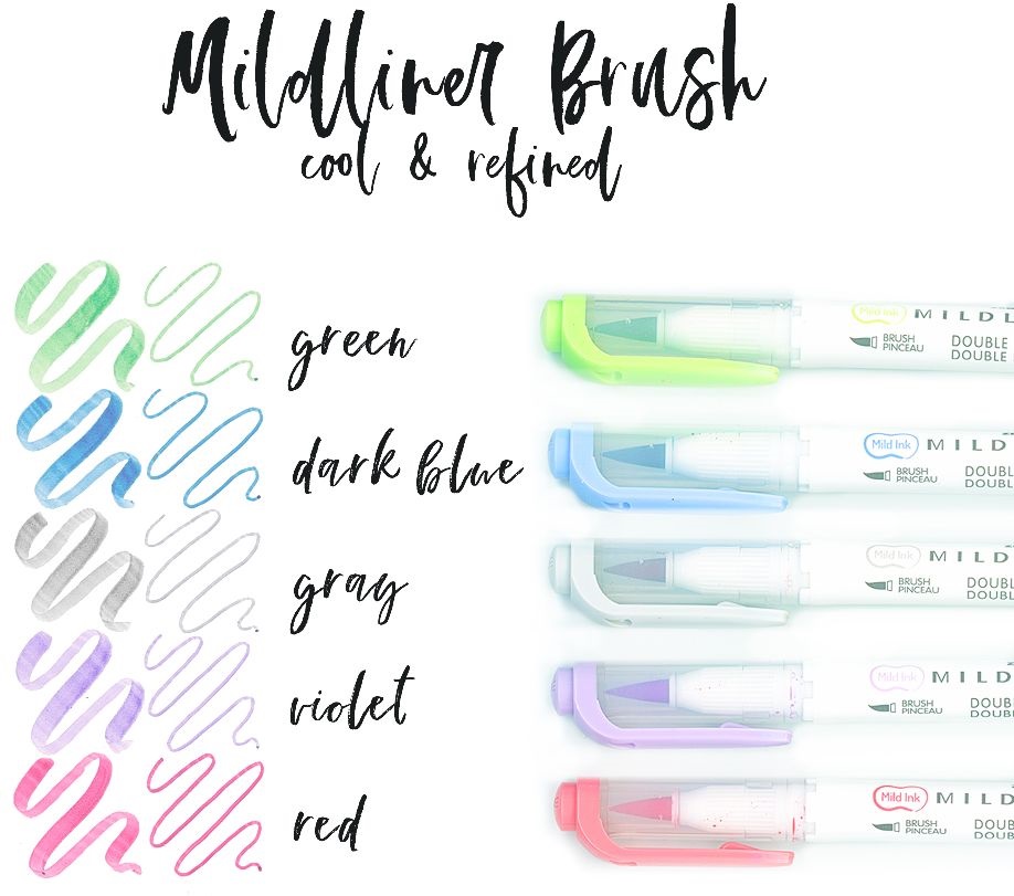 Zebra Mildliner Brush Cool&Refined  5db-os kettős végű ecset marker