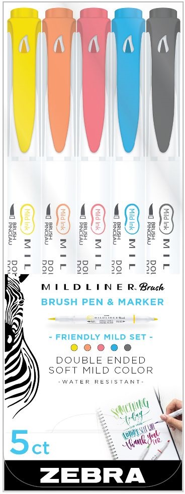 Zebra Mildliner Brush Friendly 5db-os kettős végű ecset marker