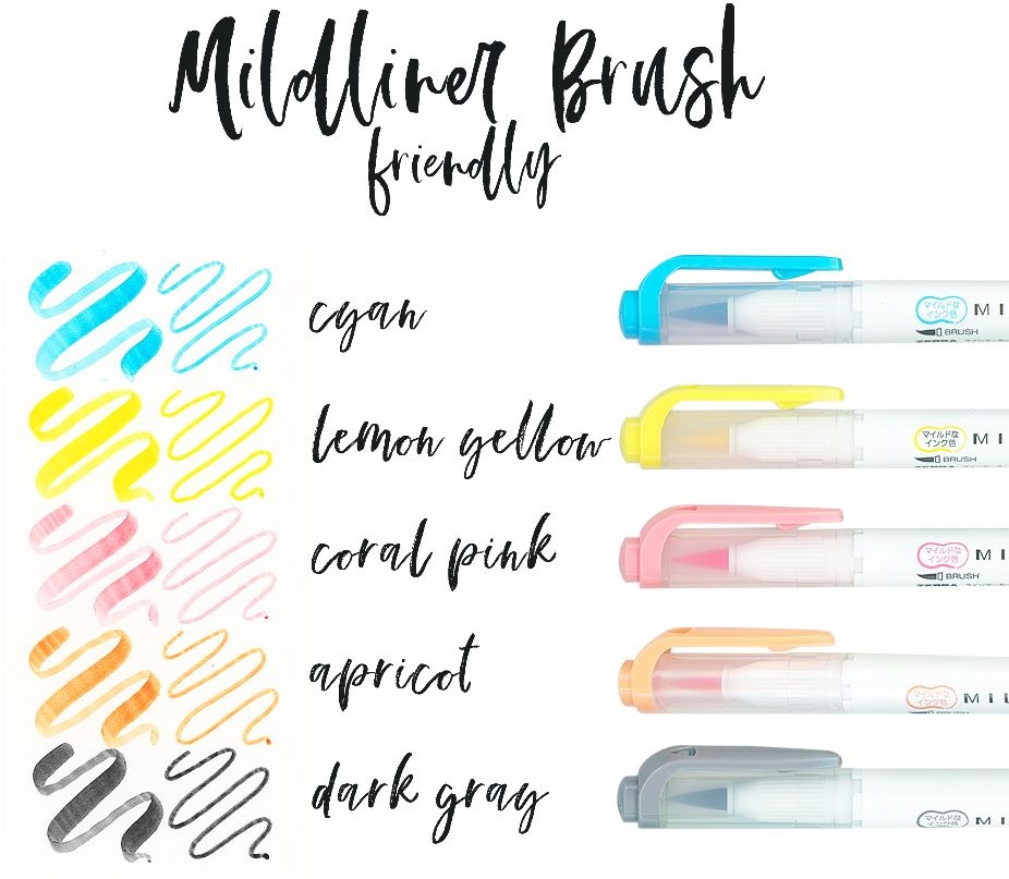 Zebra Mildliner Brush Friendly 5db-os kettős végű ecset marker