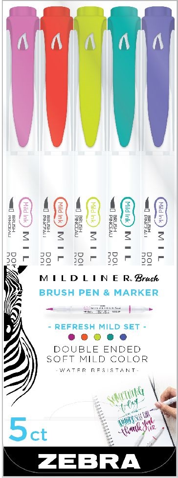 Zebra Mildliner Brush Refresh 5db-os kettős végű ecset marker