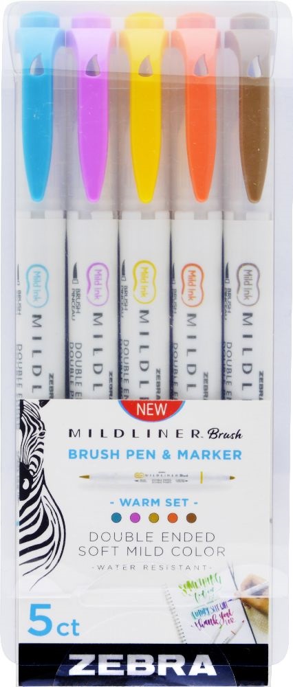 Zebra Mildliner Brush Warm 5db-os kettős végű ecset marker