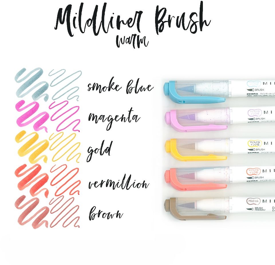 Zebra Mildliner Brush Warm 5db-os kettős végű ecset marker