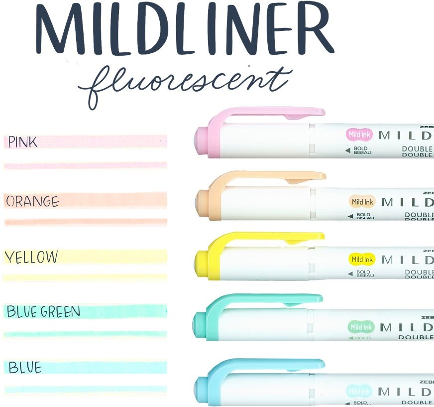 Zebra Mildliner Fluorescent 5db-os kettős végű szövegkiemelő készlet
