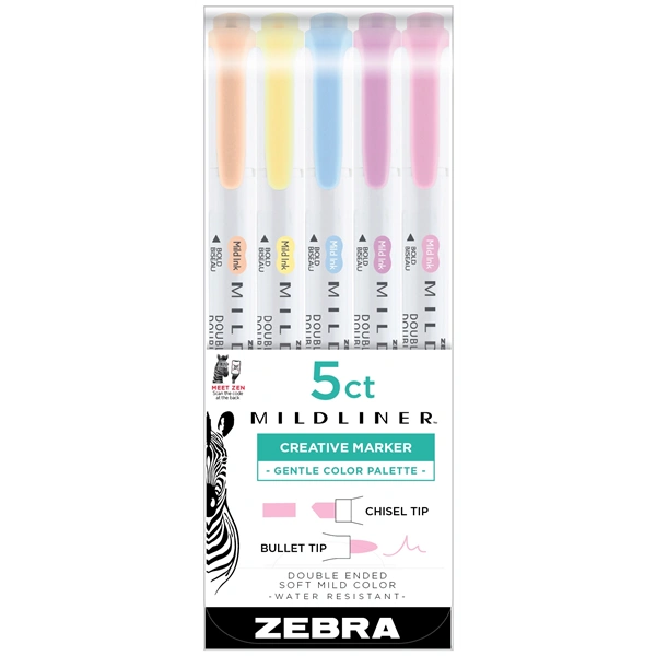 Zebra Mildliner Gentle 5 db kettős végű szövegkiemelő készlet