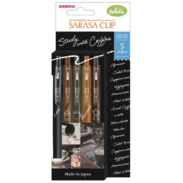 Zebra Sarasa Clip 0,5 Study with Coffee 5 db zselés toll készlet