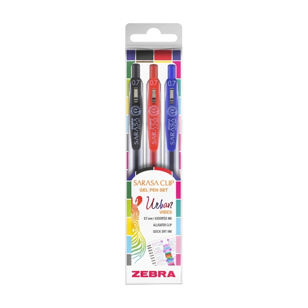 Zebra Sarasa Clip Gelpen 0,7 Urban vibes 3 db zseléstoll készlet