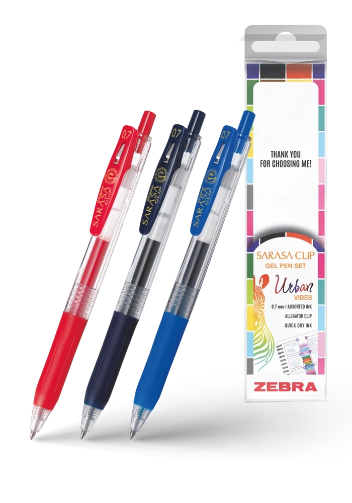 Zebra Sarasa Clip Gelpen 0,7 Urban vibes 3 db zseléstoll készlet