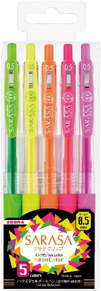 ZEBRA Sarasa  Clip Neon 5db-os zseléstoll készlet