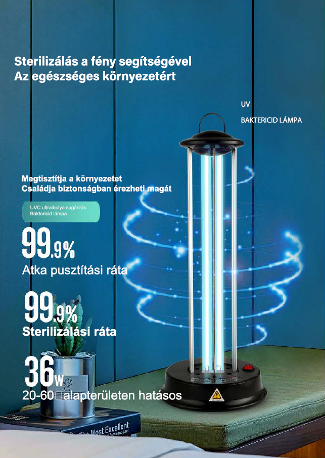 Zinas ZN-UVL07 UV/UV+ózongenerátoros fertőtlenítő lámpa