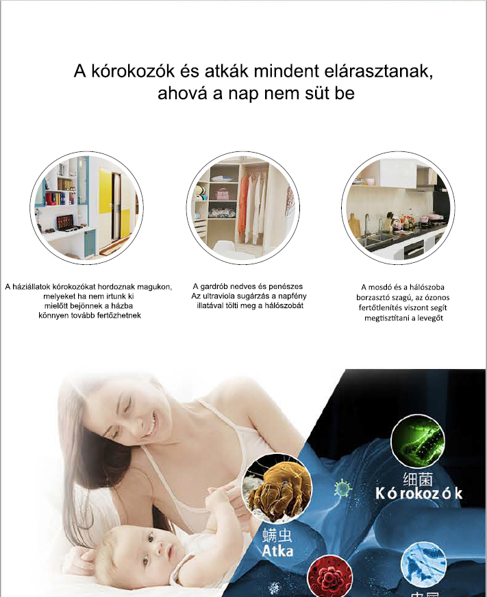 Zinas ZN-UVLM07 fehér mini UV-C lámpa+ ózongenerátor