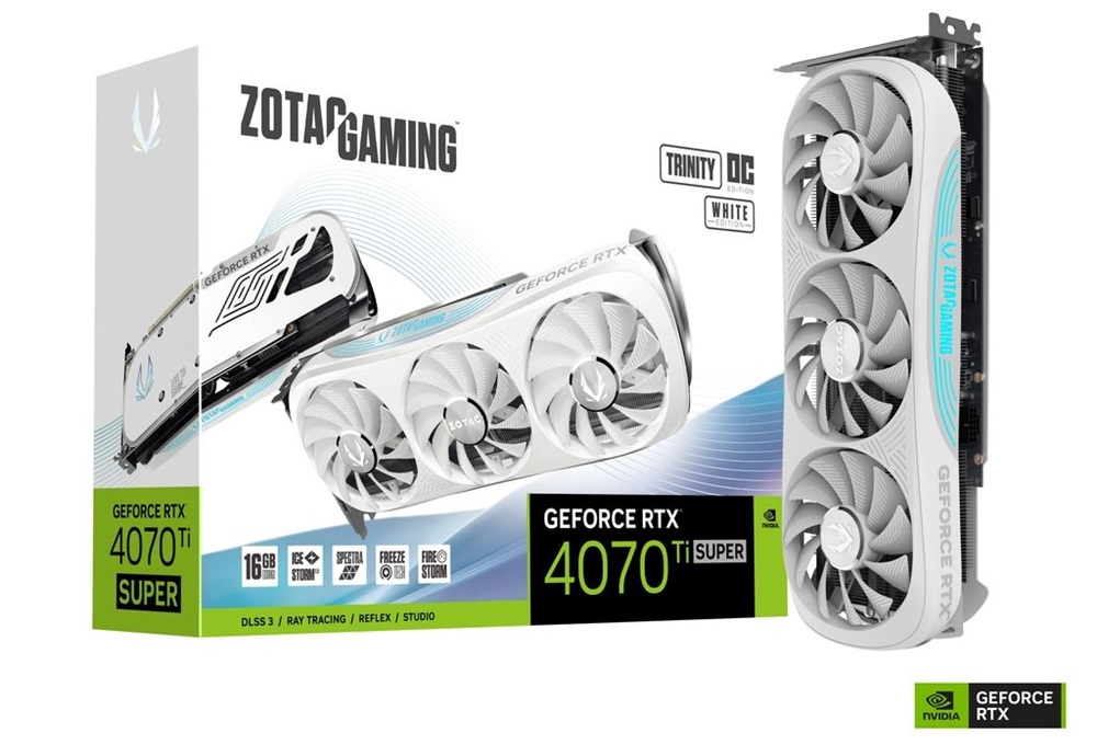 Zotac GAMING GeForce RTX 4070 Ti SUPER Trinity OC White Edition nVidia 16GB GDDR6X 256bit PCIe videókártya