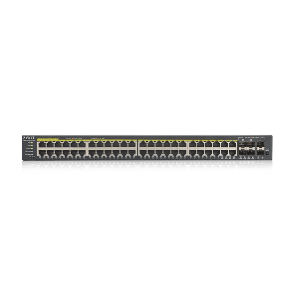 ZyXEL GS1920-48HPv2 48port GbE LAN PoE (375W) 4port Gbe combo RJ45/SFP L2 menedzselhető PoE switch
